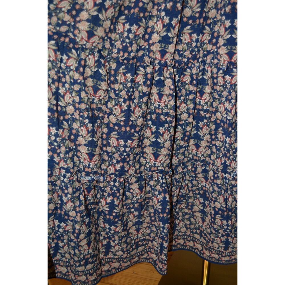 Paisley Puff Sleeve Artsy Cottage Tiered Maxi Dress with Ruffle Detail Size L - Picture 3 of 7